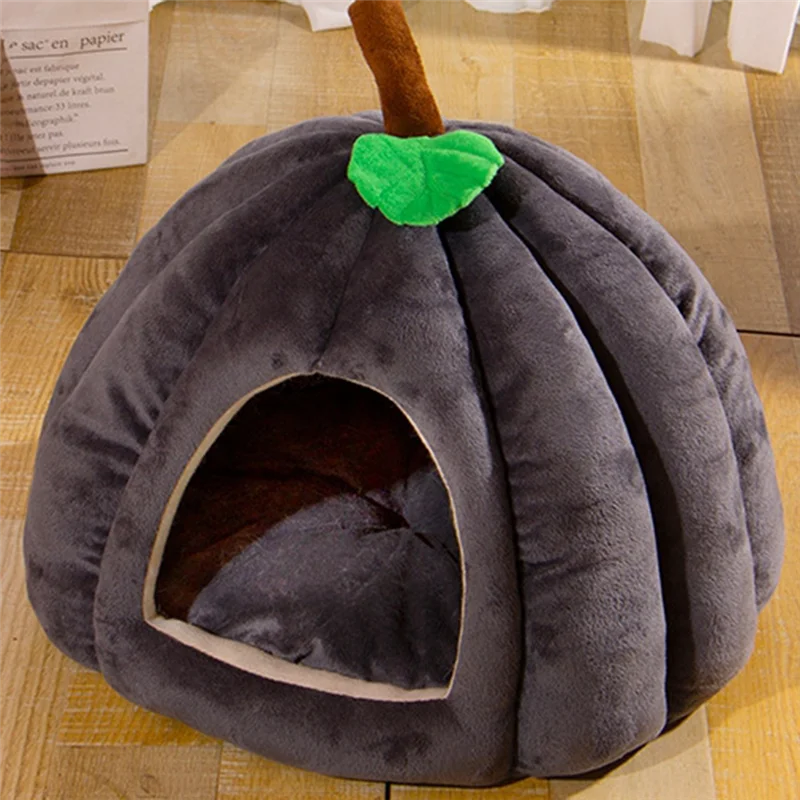 AD-Pumpkin Cat Bed, Cat Beds For Indoor Cats Pumpkin Shape Cat Cave Bed,Cat Tent With Removable Cushion