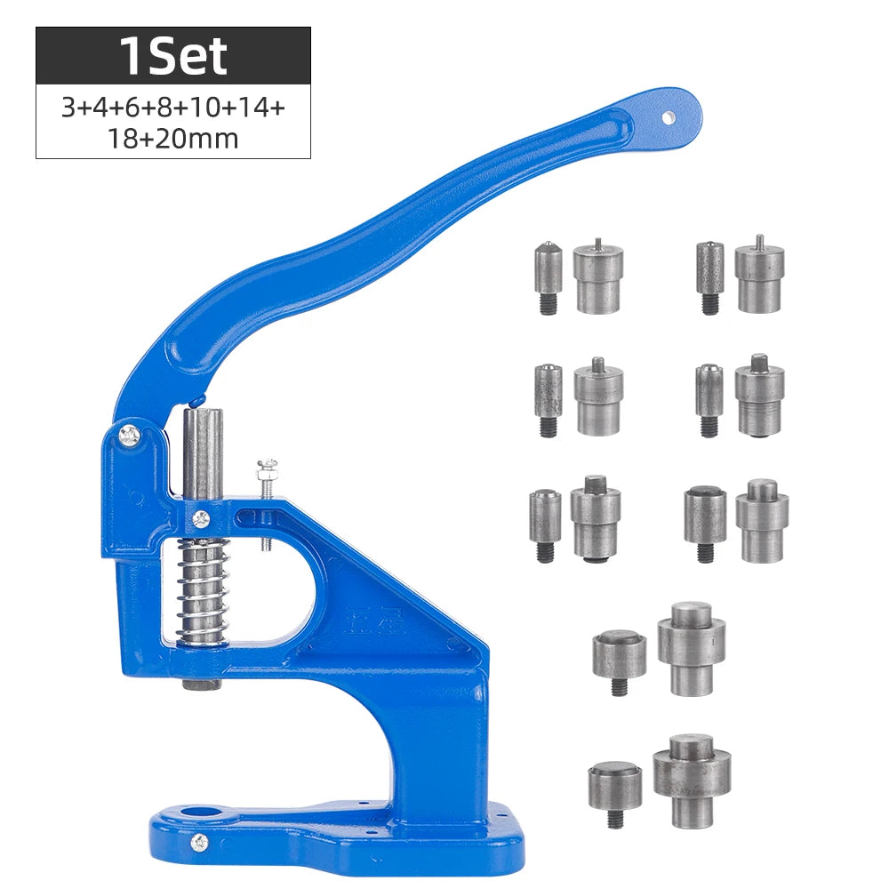 1Set Manual Aluminum Hand Press Machine Set with Double Cap Rivet Dies - DIY Leather Craft Supplies with Hole Punch Eyelet Tools