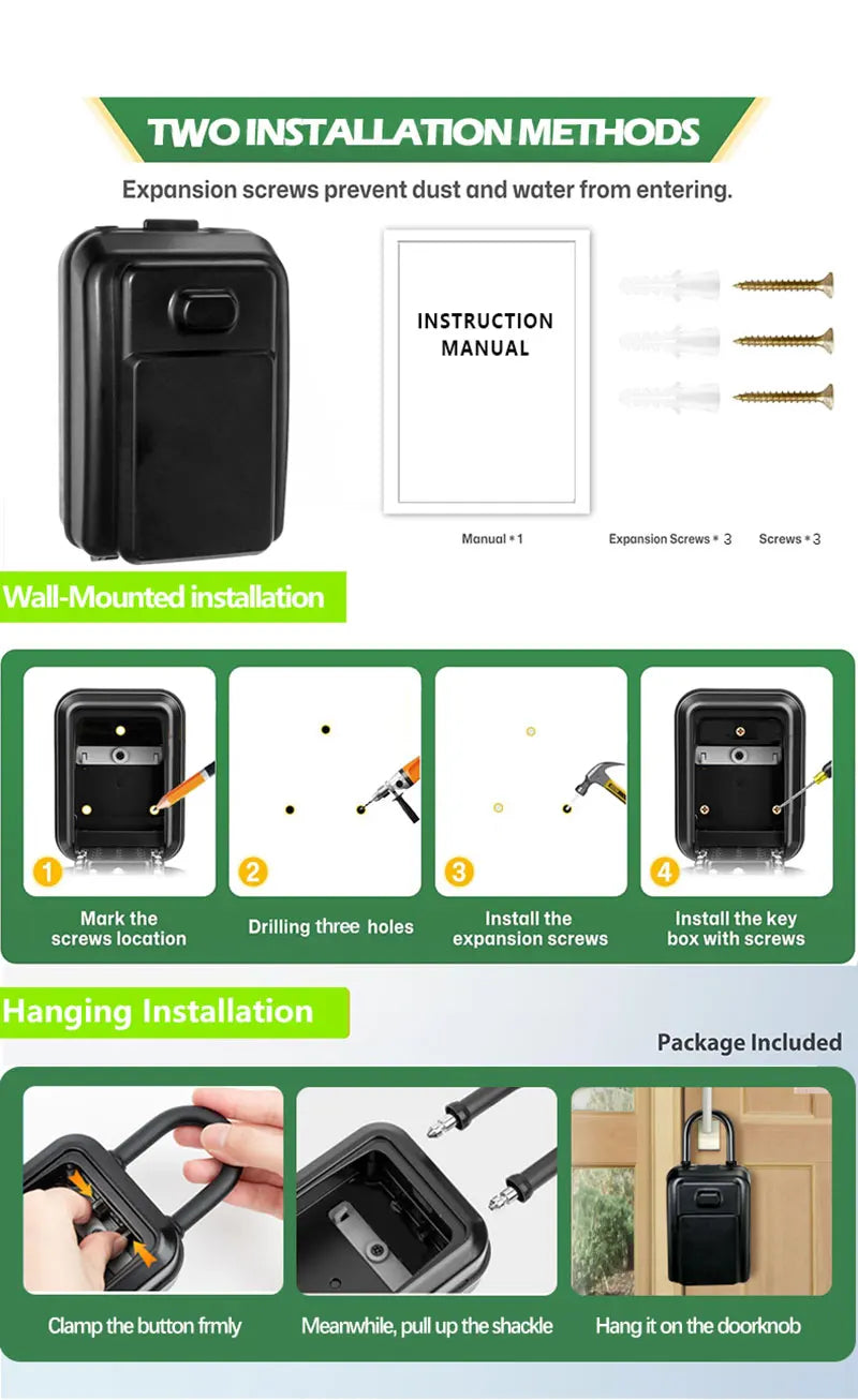 Tuya/TTlock Smart Key Lock Box Fingerprint Wall Mounted Aluminum Alloy Key Safe Box Waterproof With Code Key Storage Lock Box