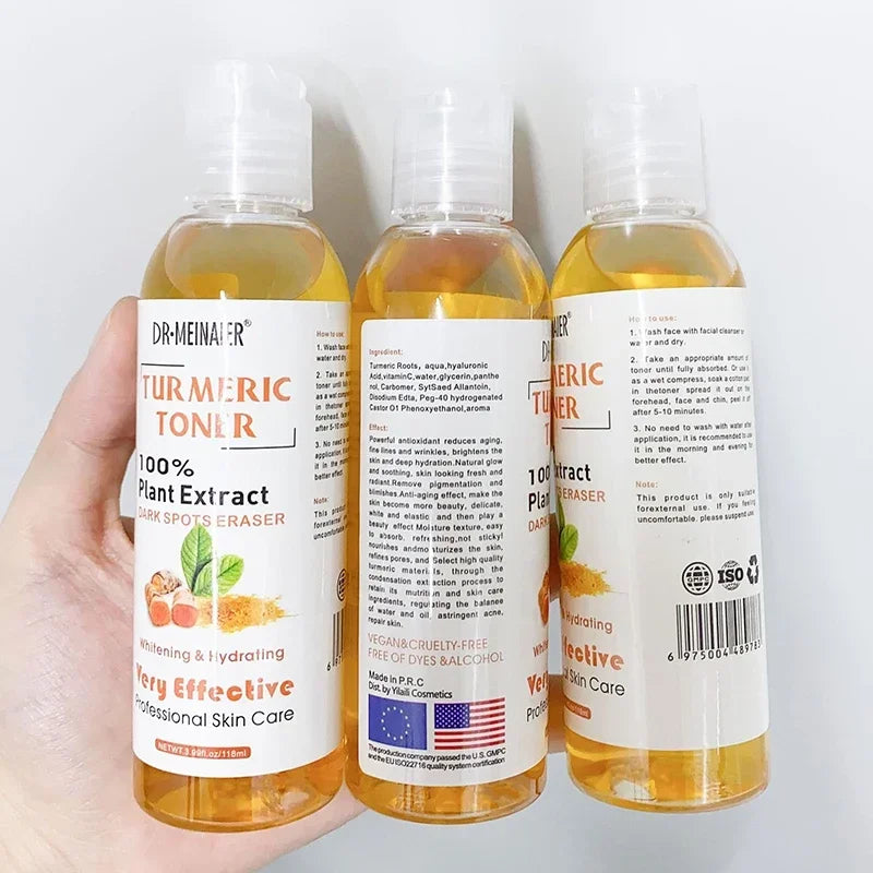 3pcs Whitening Turmeric Toner Brightening Face Serum Dark Corrector Moisturizing Vitamin C Ginger Essence Korean Cosmetics