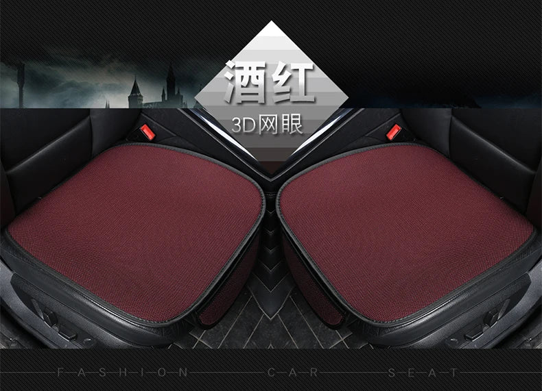 3pcs/set Car Seat Cover Cushion Ventilated Breathable Comfortable Front Back Rear Seat Protector Pad Mat Anti-skid With Pocket