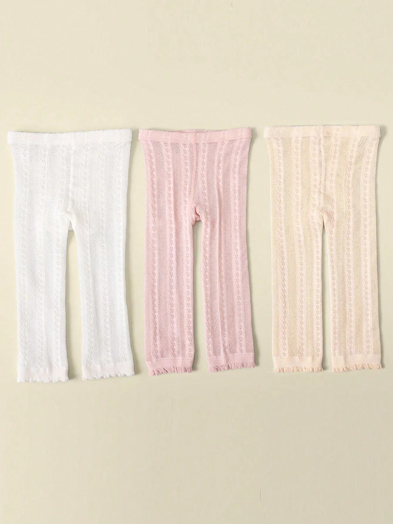 Summer New Children Breathable Knitted Leggings, Baby Solid Color Thin Mesh Lace Tights, Nine Pants for 1-14 Years Old Kids Girls