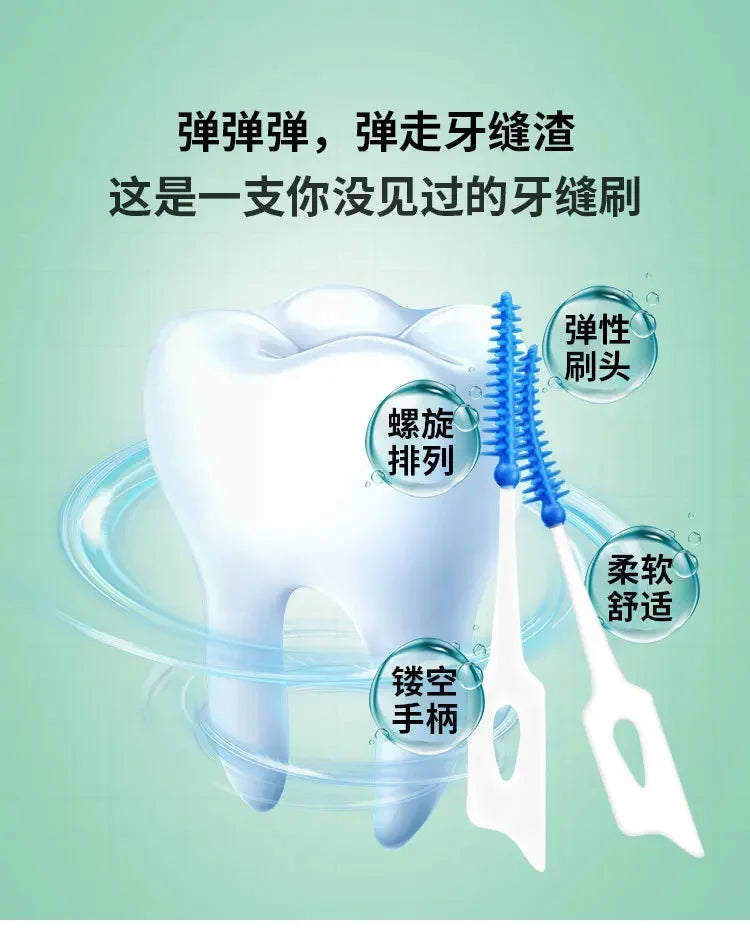 200/400pcs Interdental Silicone Brushes Dental Toothpicks Brush Between Teeth Silicone Toothpicks With Thread Oral Cleaning Tool