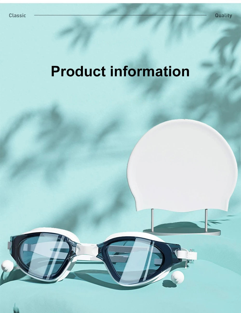 Swimming Goggles Cap Adult HD Anti-fog Swimming Goggles Set Waterproof Silicone Swim Glasses with Earplugs Anti-UV Swim Eyewear