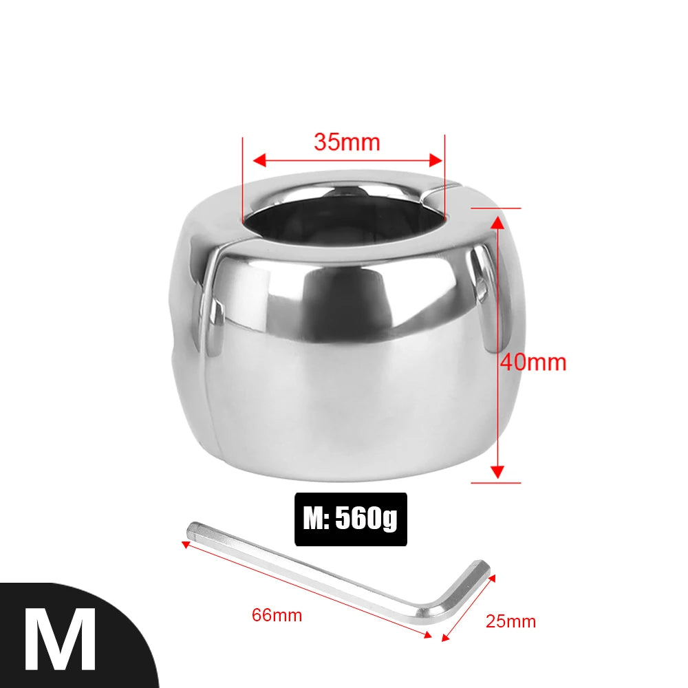 448-833g Heavy Stainless Steel 30-60mm Penis Ring for Men Cock Exerciser Scrotum Lock Testis Stretcher Sex Toys Male Masturbator