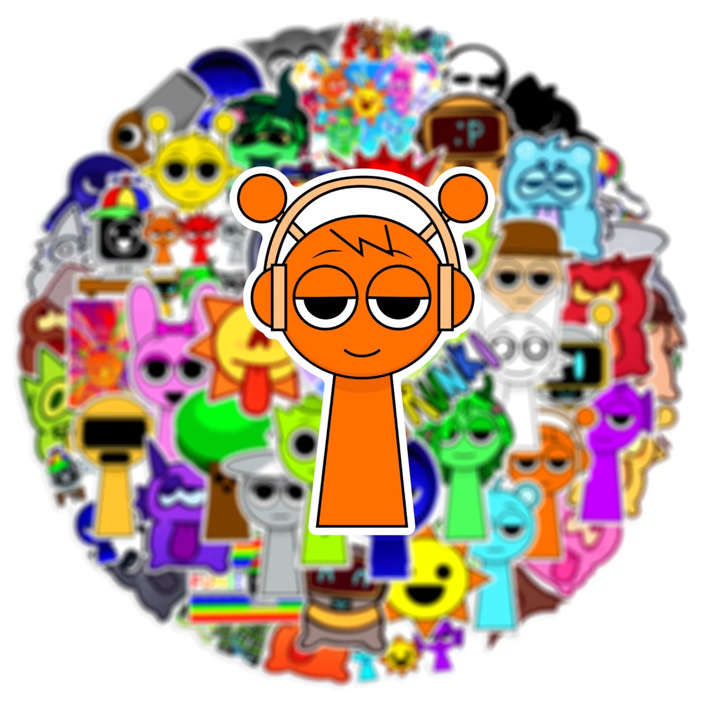 52Pcs Cute Sprunki Stickers Sprunki Incredibox DIY Stickers Scrapbooking Phone Luggage Skateboard Waterproof Decals