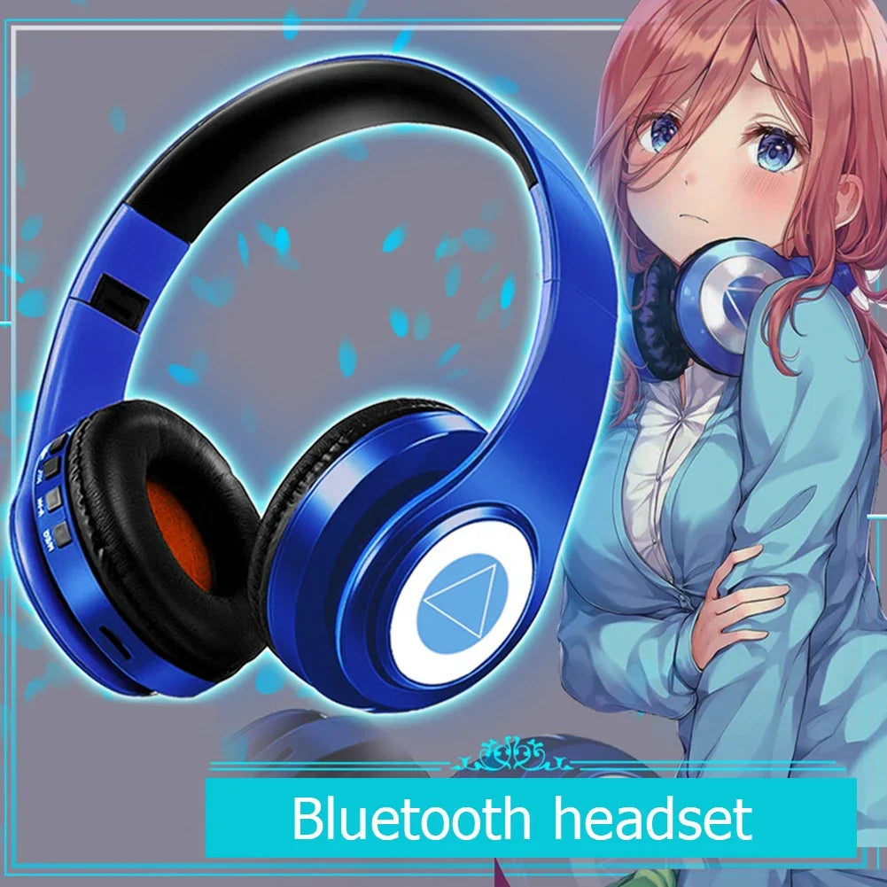 Miku Nakano Sanjiu Cosplay Wireless Bluetooth-compatible Headset 5.0 Over-ear Stereo Anime Headphones with Mic for Mobile Phone