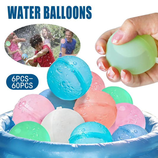 1-60P New Reusable Water Balloons Refillable Water Balloon Quick Fill Self Sealing Water Bomb Splash Balls  Swimming Pool