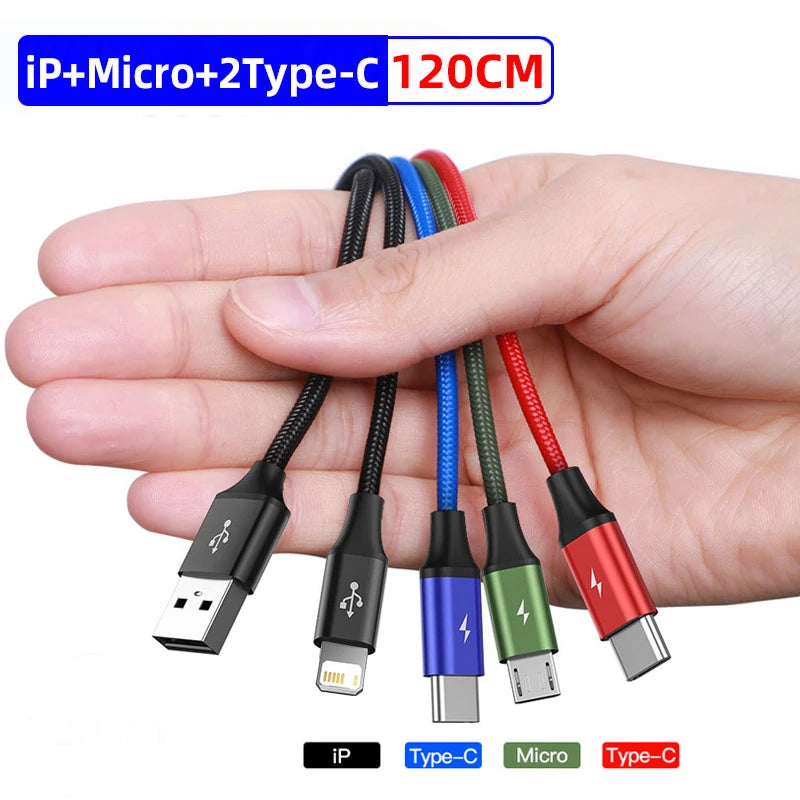 Baseus 4 in 1 USB Cable Type C Cable for Samsung S20 Xiaomi Mi 9 Cable for iPhone 12 X 11 Pro Max Huawei Charger Micro USB Cable