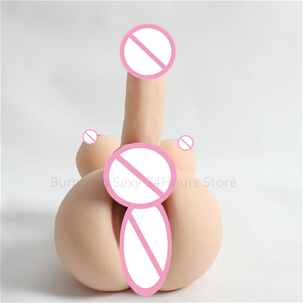 3D Realistic Shemale Body Sex Doll Male Torso 14cm Dildo Soft Penis Female Vagina Masturbator Anal Sex Toys for Women Men Adults