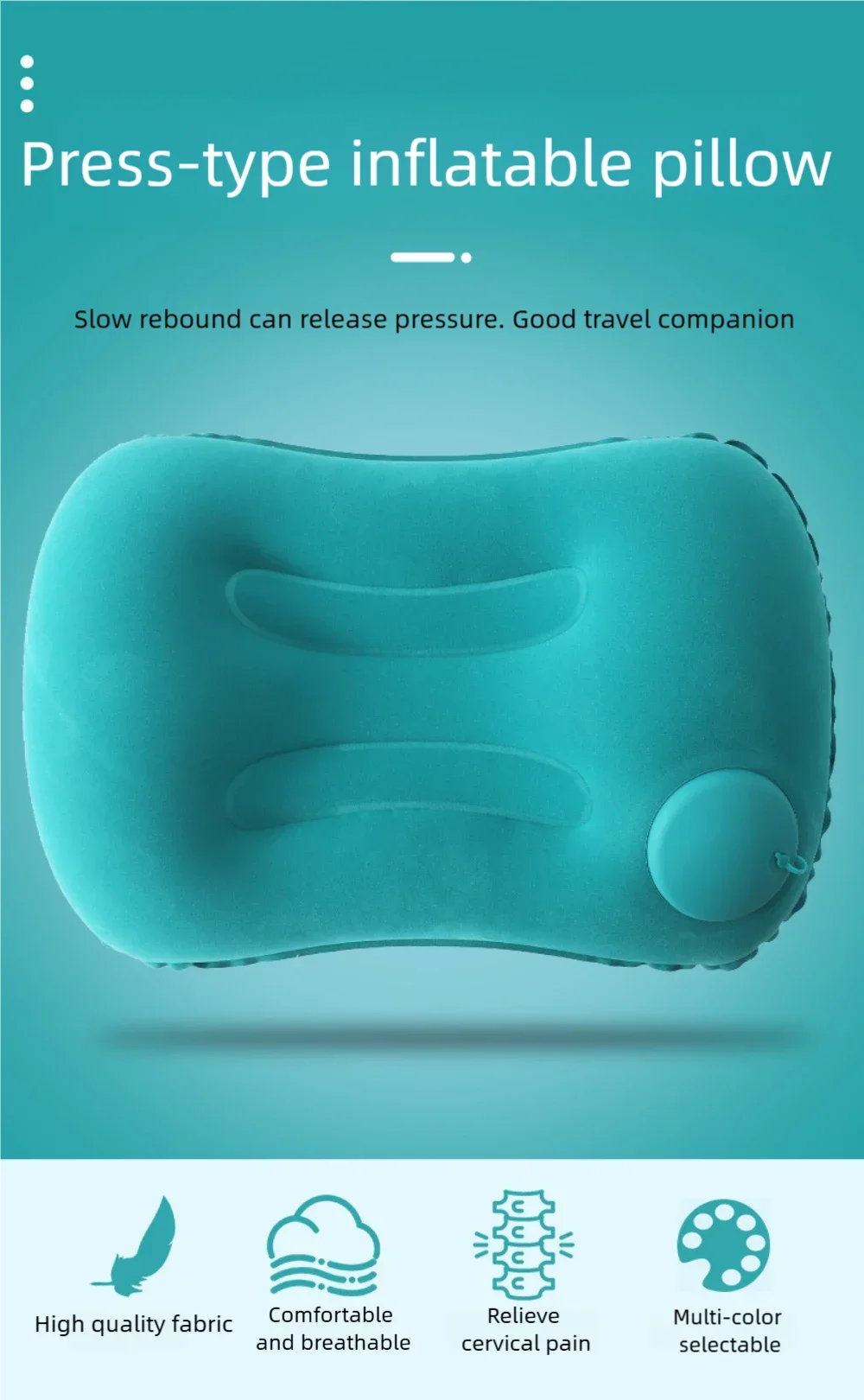Camping Inflatable Pillow Outdoor Portable Pillow Pool Pillow LIghtweight Soft Car Pillow for Neck and Lumbar Support
