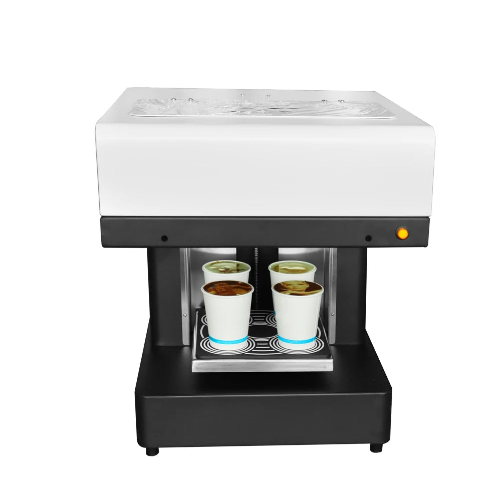 Automatic 4 Cups Coffee Printer Art Coffee Printer Food Printing Machine for Cake Cookie Cappuccino Biscuits Macaroon Candies