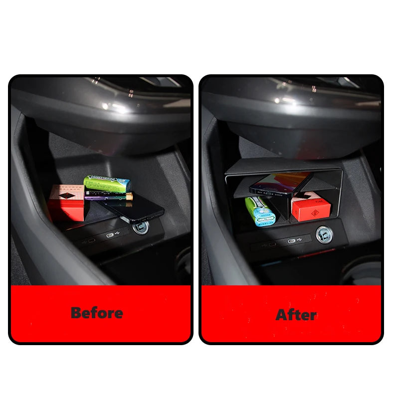 For Audi Q4/Q5 E-Tron 2022+ Interior Organizer Storage Box Armrest Central Console Tidy Stowing Auto Accessories