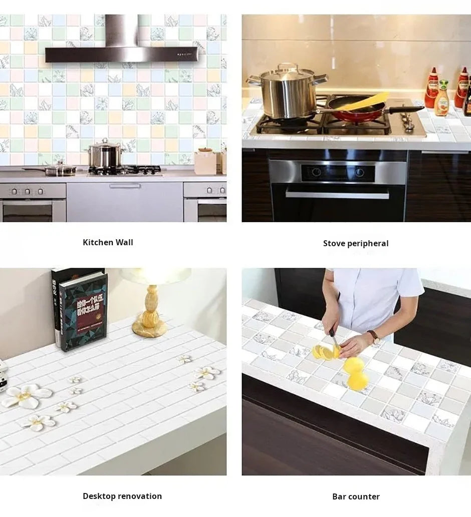 Kitchen Oil Resistant Stickers Waterproof Self-adhesive Wallpaper Stove Countertop Protective Pad Cabinet Countertop Marble Film