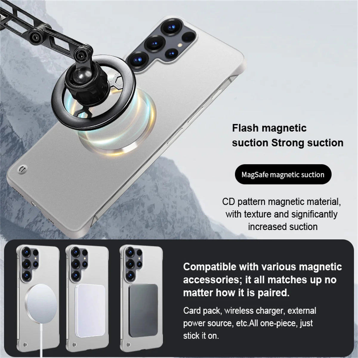 Ultra Thin PC Frameless Magnetic Phone Case for Samung S26 Ultra S25 Edge S24 FE S22 S23 Plus A56 A55 for Magsafe Matte Cover