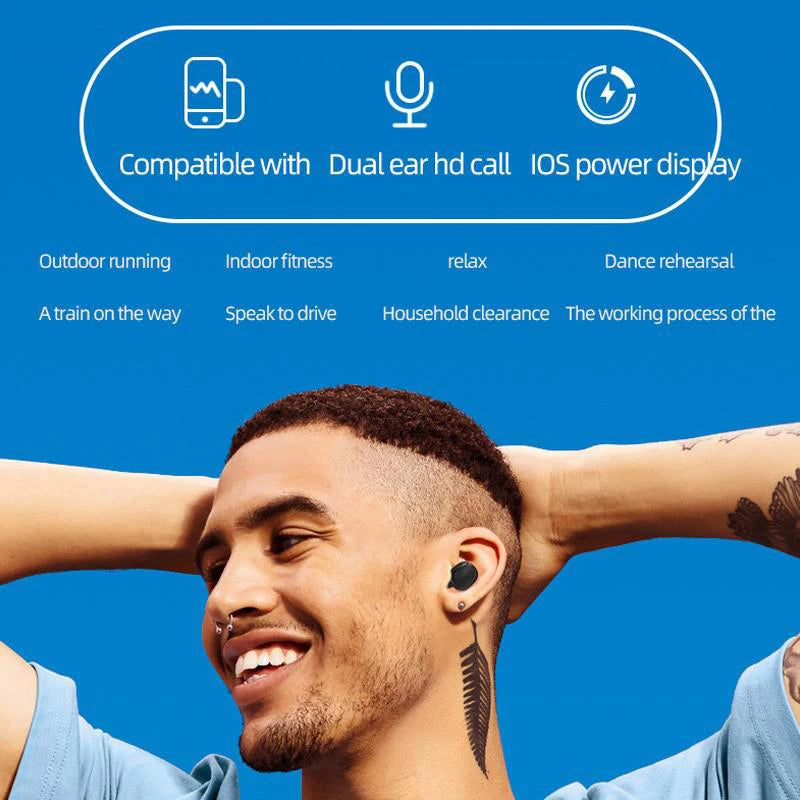 TWS Wireless Bluetooth Headset Noise Cancelling In-ear Sport Earbuds with Mic Wireless Headphones for iPhone Bluetooth Earphones