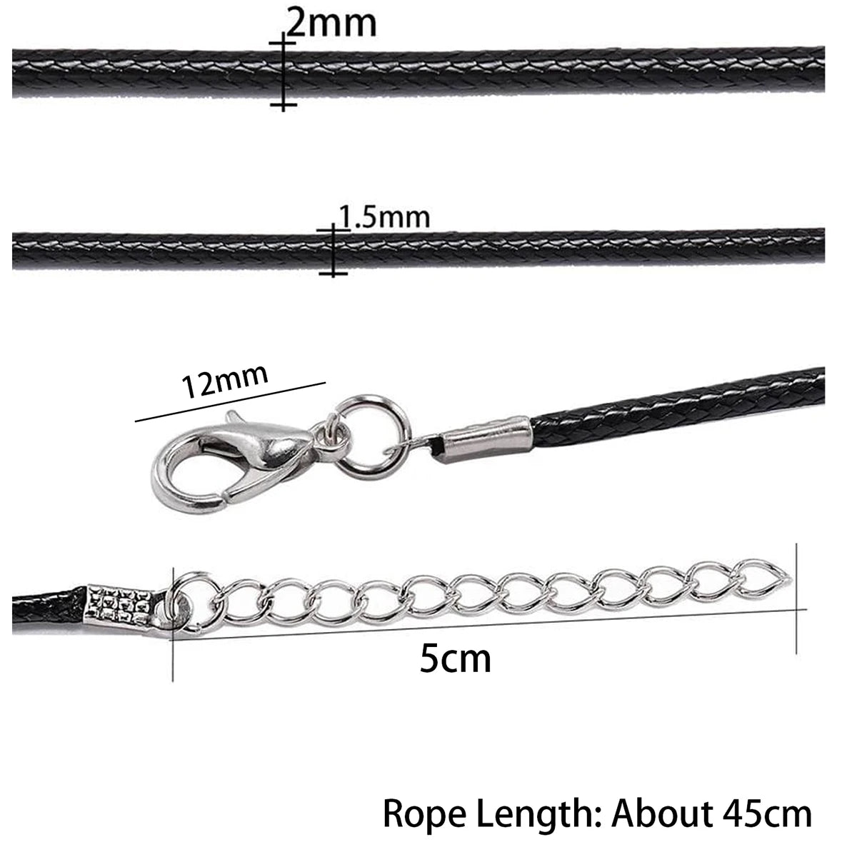 10 Pcs/lot Faux Leather Chains Bracelet Choker Necklace With Lobster Clasp DIY Jewelry Making Findings String Cord 1.5 mm