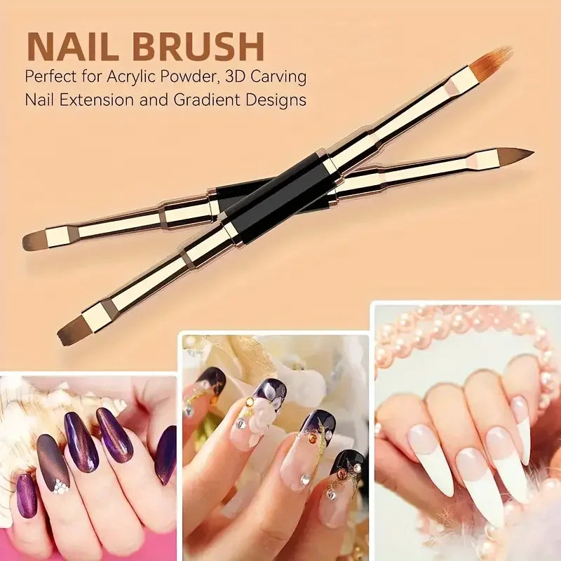 Professional Nail Art Brush Set 5pcs Double-Ended Nail Art Brushes For Long Lines Thin Liner Brush For Nails Detail Design Gift