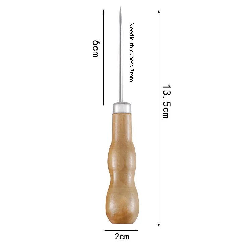 1PC/8PCS Awl Pricker Hole Maker Tool Punch Sewing Stitching Leather Craft Wooden Handle