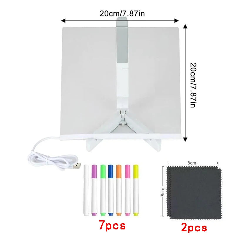 LED Note Night Light Board With Colorful 7 Pens DIY Acrylic Message Board Children‘s Drawing Board For Kids Birthday Gifts