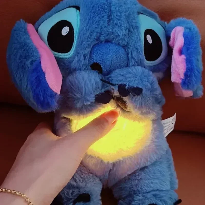 New Disney Lilo&Stitch Plush Doll With Breath Child Peluche Soothes Toy Anime Baby Music Light Sleep Toys Pink Stitch Kids Gifts