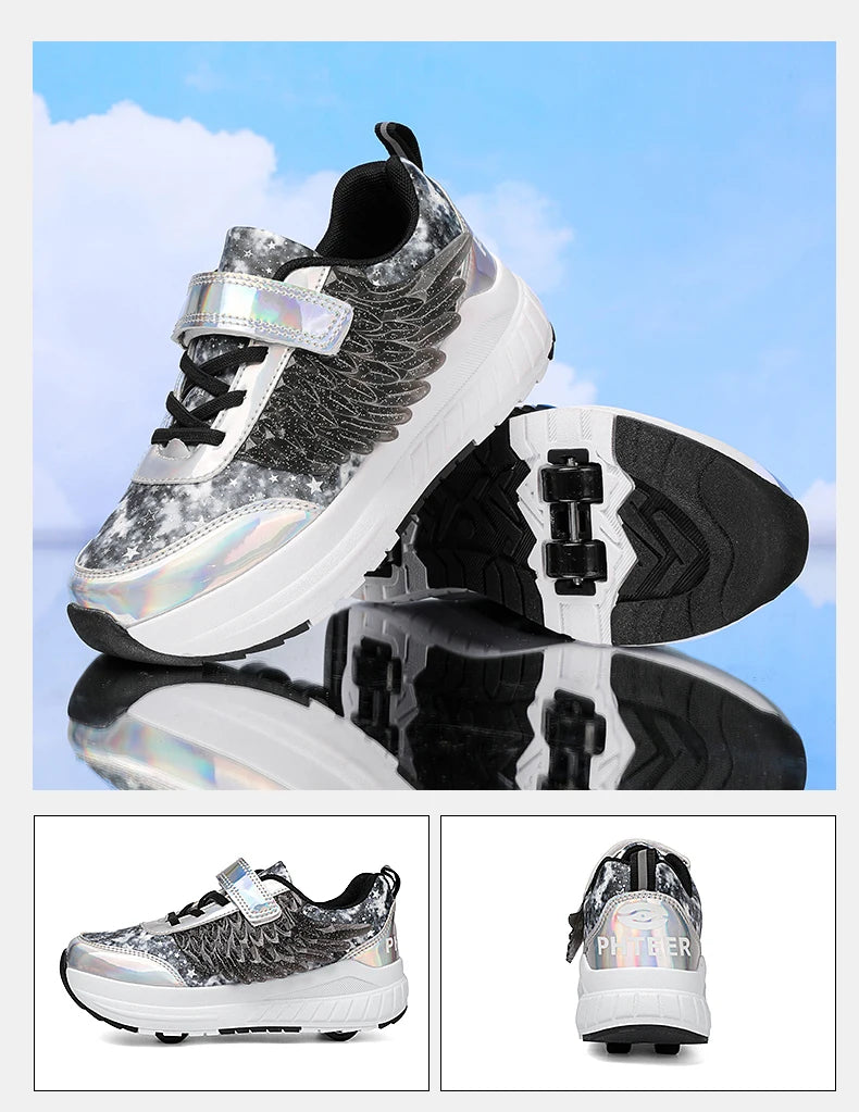 Kids Roller Skate Shoes Snickers With 4-Wheels Children Rollerskates Fashion Outdoor Sports Shoes Girls Boys Gifts