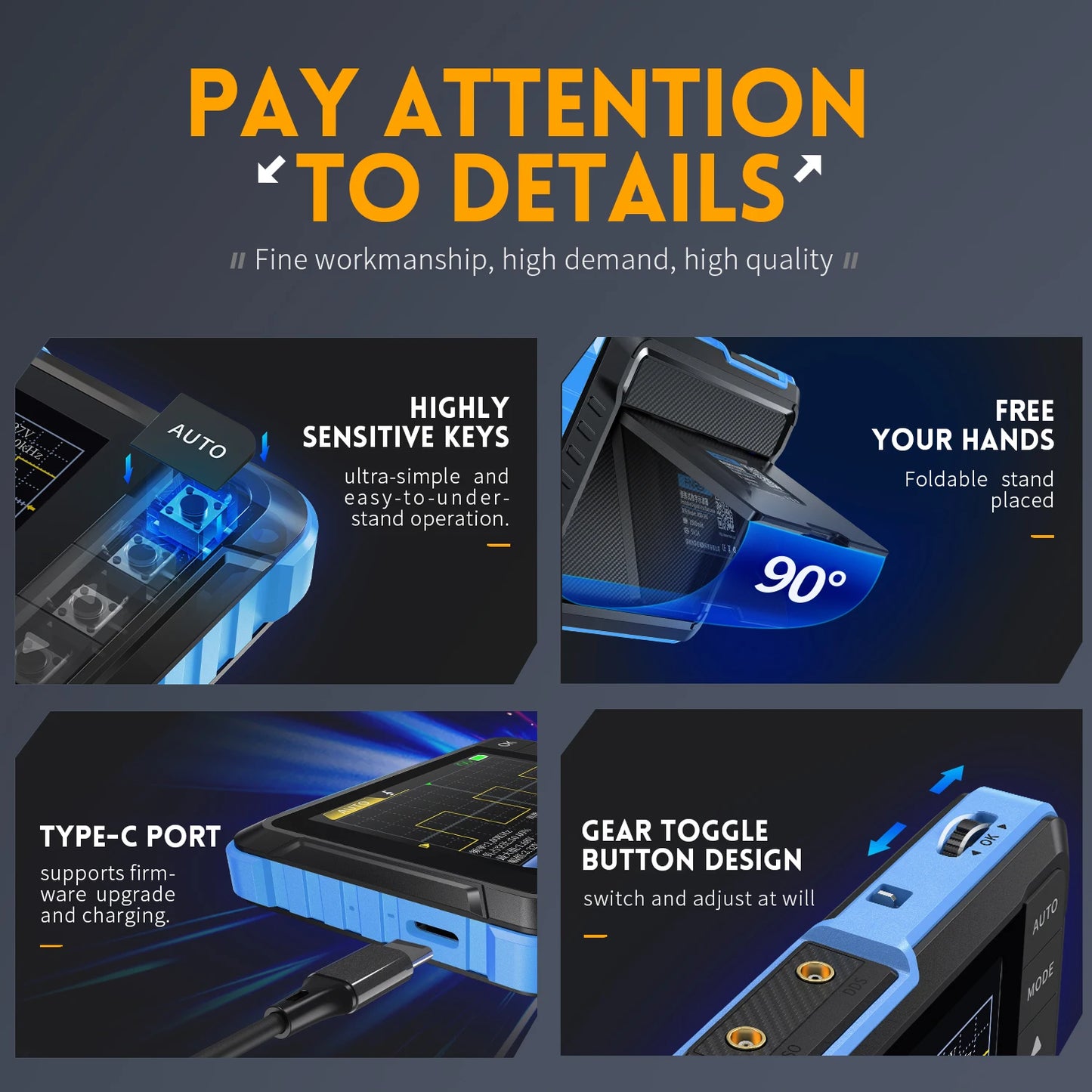 DSO153 Mini Handheld Digital Portable Signal Source 2-In-1 1MHz Bandwidth 5MSa/s Sampling Rate Electronics Repair Tools