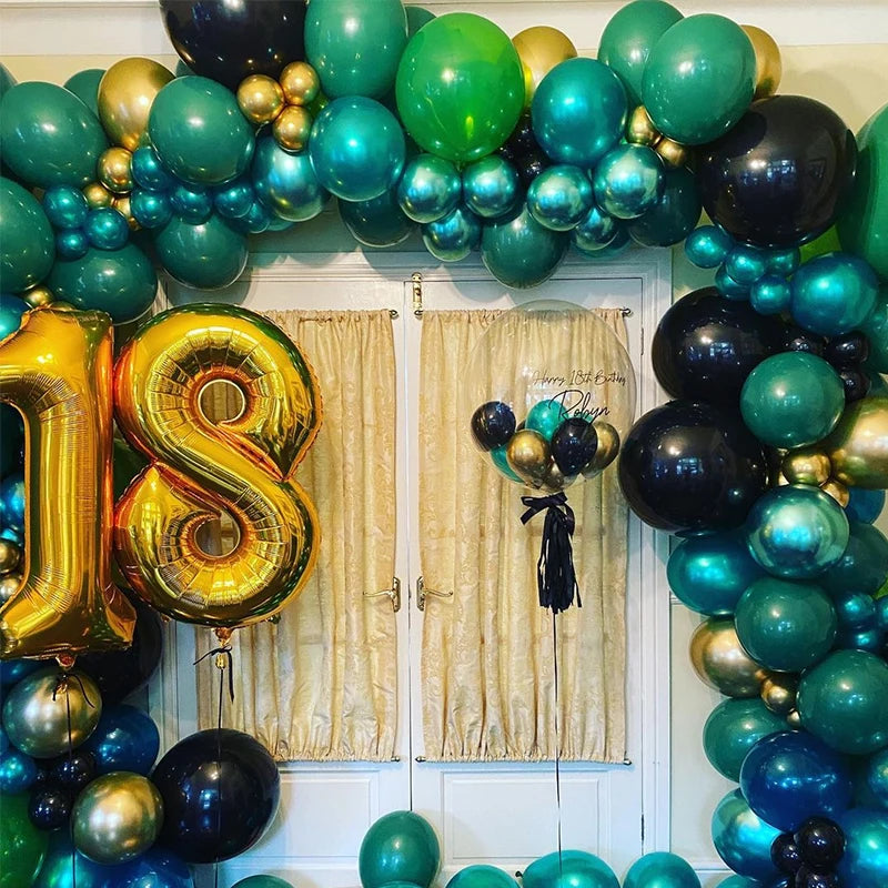 40pcs Retro Dark Green Balloons Set Confetti Balloon Jungle Safari Animal Birthday Party Decorations Kids Boy Baby Shower Favors