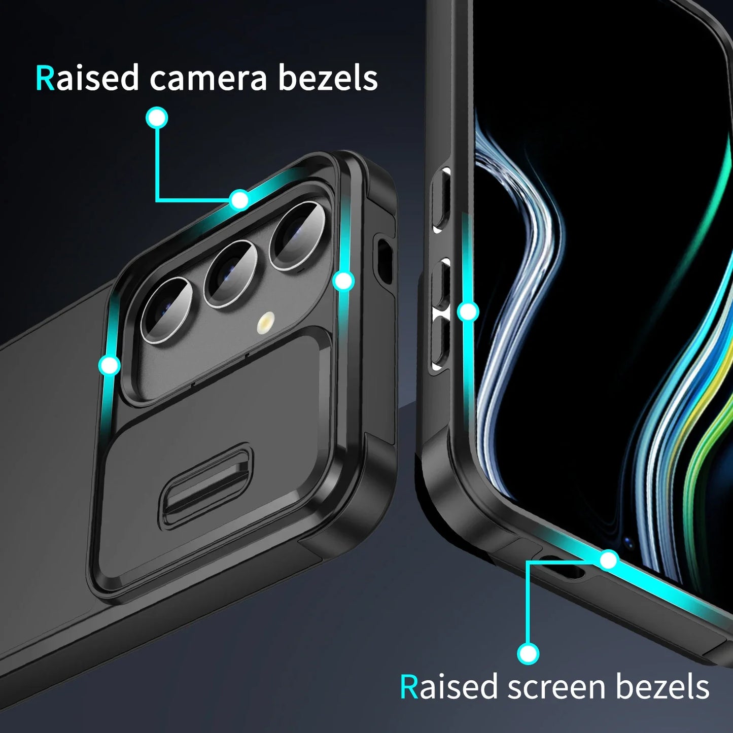 Luxury Fashion Shockproof Armor Phone Case for Samsung Galaxy S25 S24 Ultra S23 FE S21 FE S20 Slide Camera Protection Back Cover