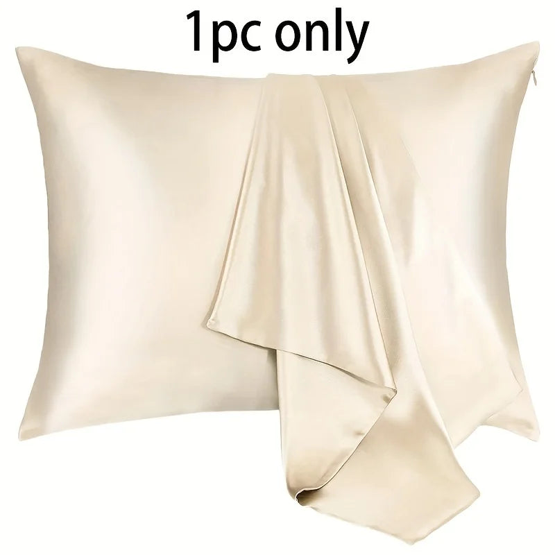 Satin Pillowcase 21 Momme 600 Thread Count for Hair and Skin , Hypoallergenic Breathable Both Sides satins with zipper