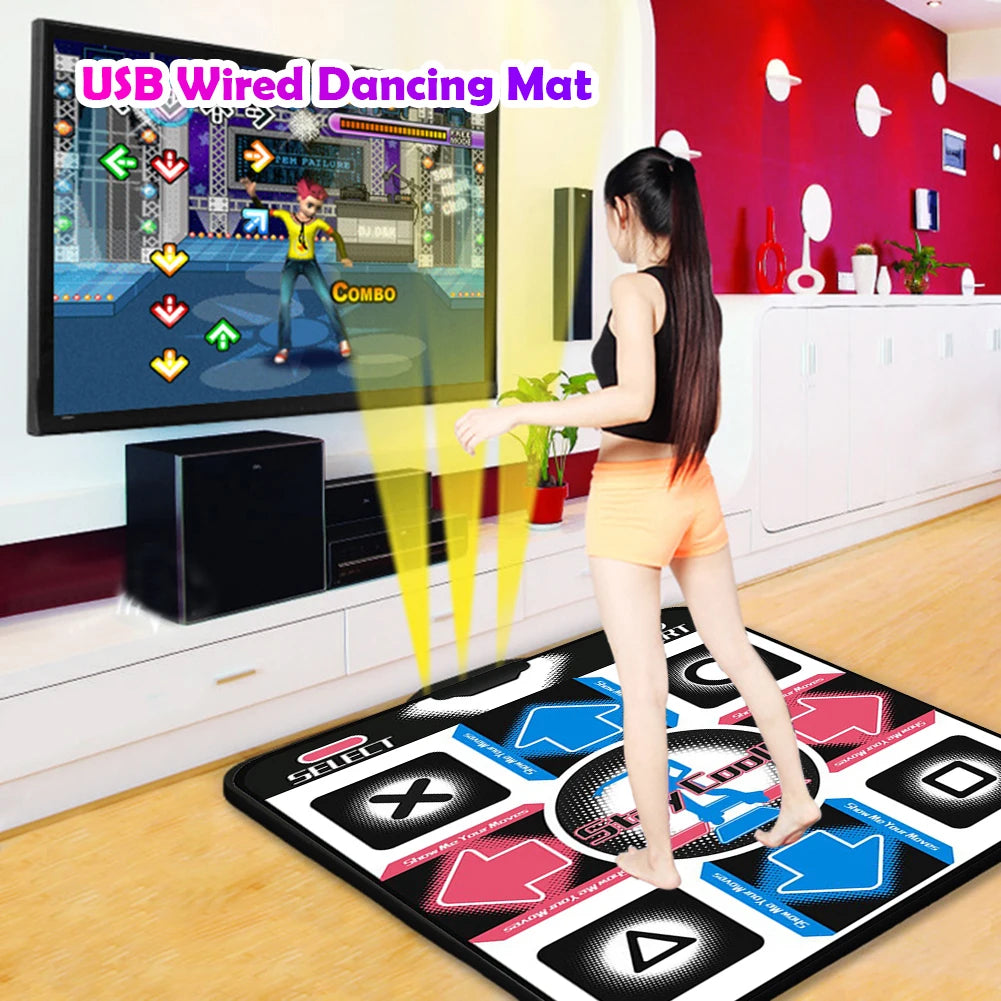 USB Wired Dance Mats Non-Slip Dancing Pad Foot Print Moves Step Arcade Game Fitness Dancer Blanket for PC Laptop Video Games