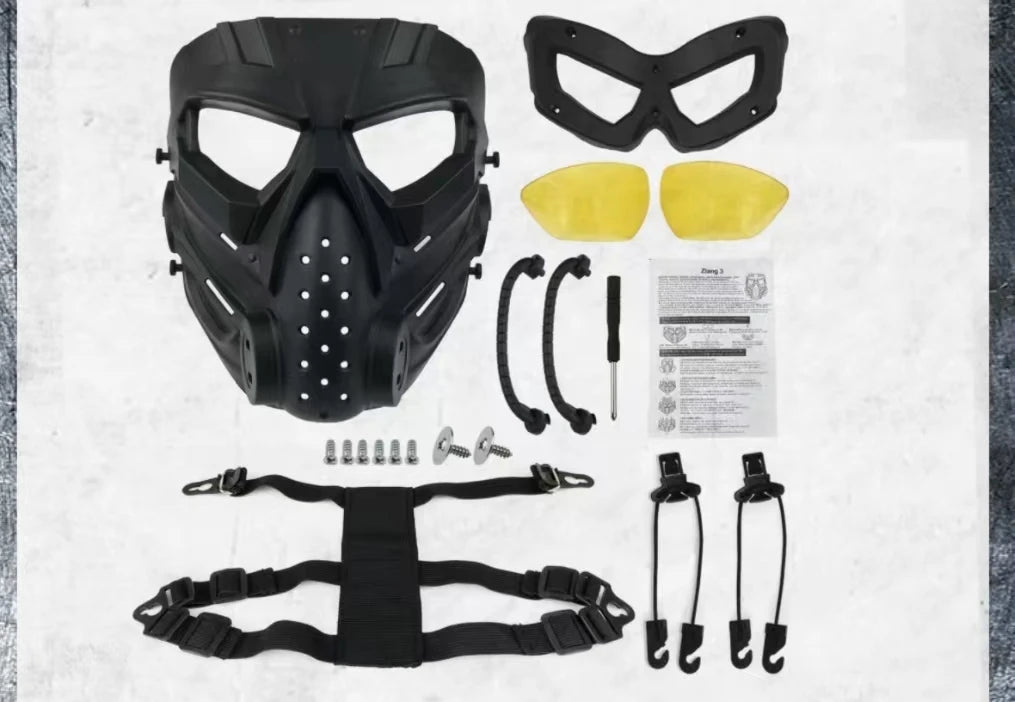 ZLang Tactical Airsoft Helmet With Full Face Mask For Hunting Cos Paintball Shooting Alien Mask and ABS Fast Helmet Protection