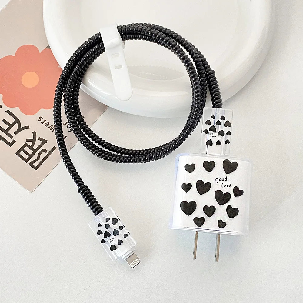 5PCS Love Heart Charging Data Cable Protector Winder Accessories For iPhone 18w/20w Charger Protective Cover Protective Shell