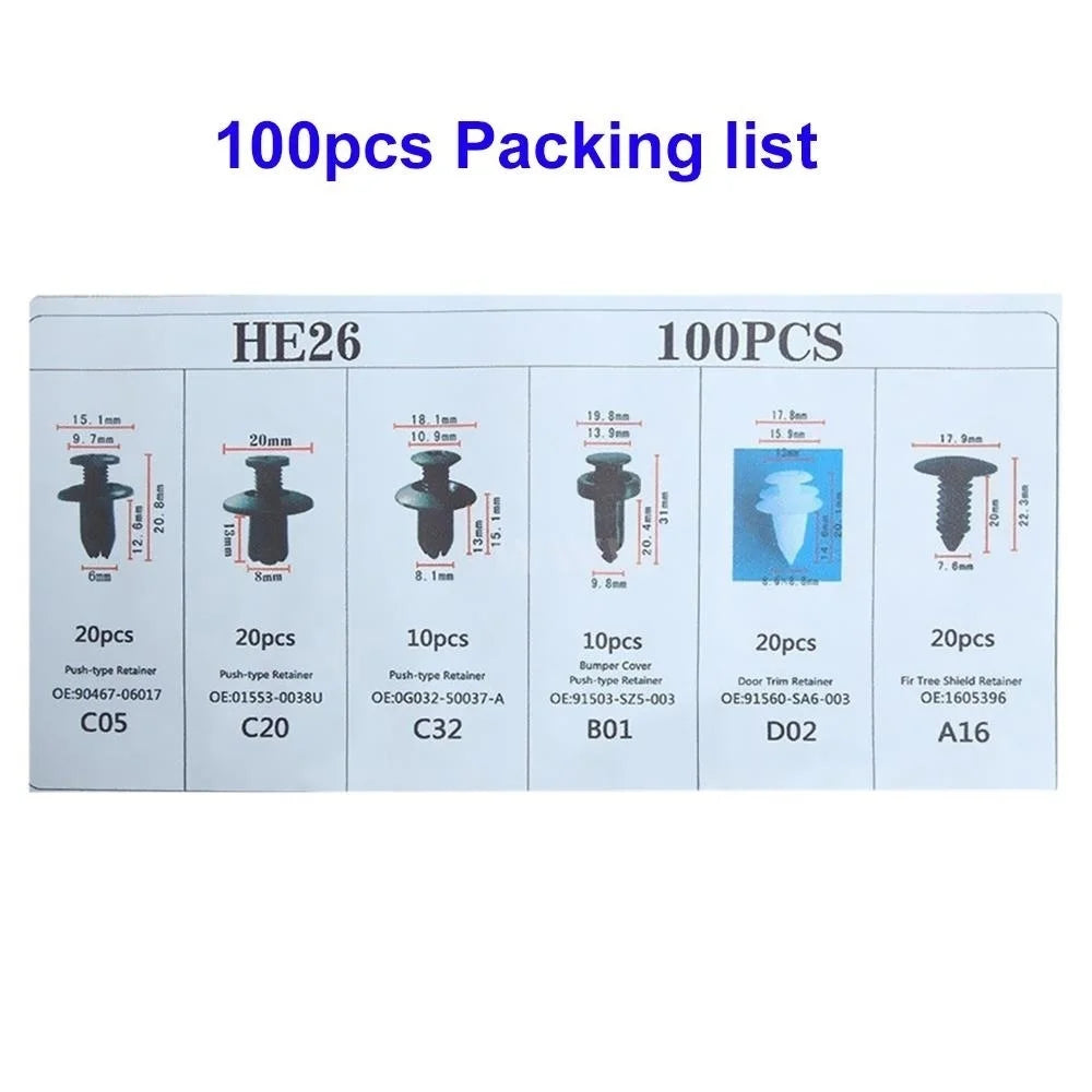 Auto Fastener Clip Kit Fender Rivet Clips Car Body Push Retainer Pin Rivet Bumper Door Trim Panel Retainer Mix Size Car Clip Set
