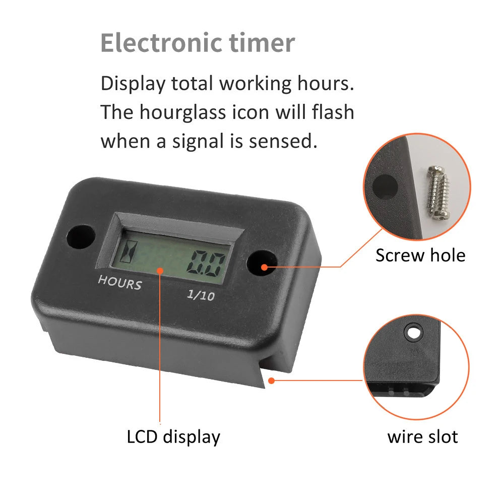 Universal Gasoline Engine Timer IP68 Motorcycle Instrument Moto ATV Boat Engine Hour Meter Working Time Gauge Induction Timer