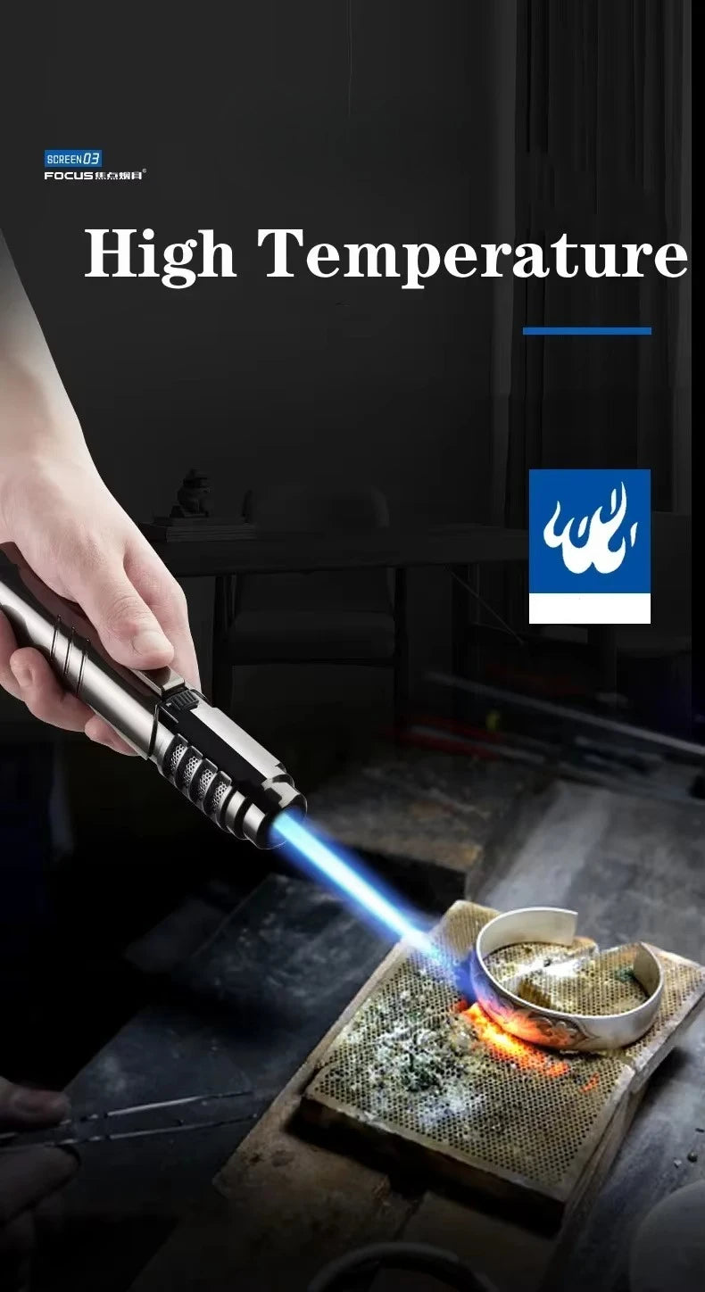 2100° Spray Gun Lighter Metal Outdoor Windproof Blue Strong Flame Spray Gun Lighter Suitable for Kitchen BBQ with Safety Lock