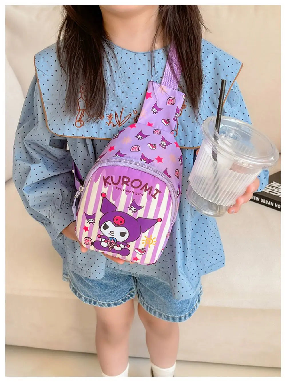 Hello Kitty Children Chest Bag Sanrio figure Kuromi Cute Coin Purse Shoulder Bag Boy Girl Cross Body Bag Fashion Messenger Bag