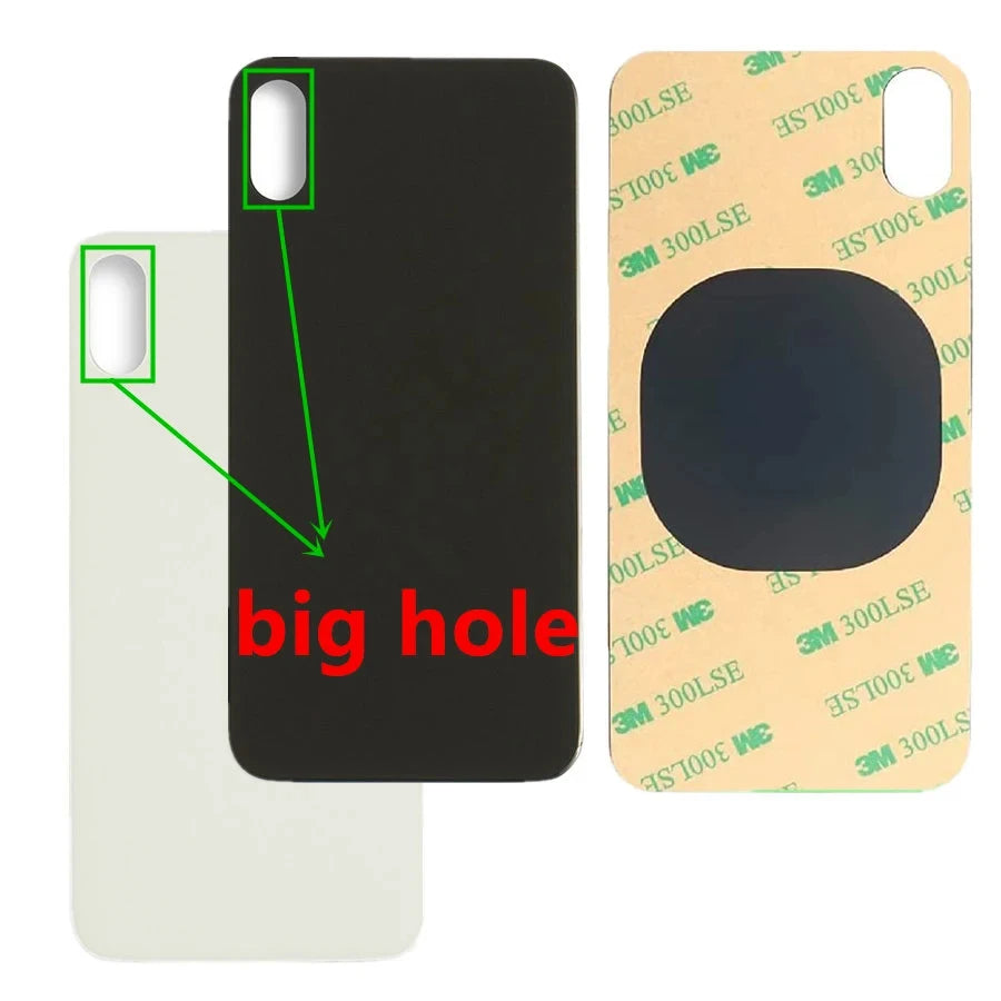 Back Glass For iPhone X 5.8 inch Back Glass Panel Battery Cover Big Hole Camera Rear Glass For A1865,A1901,A1902 Repair Parts