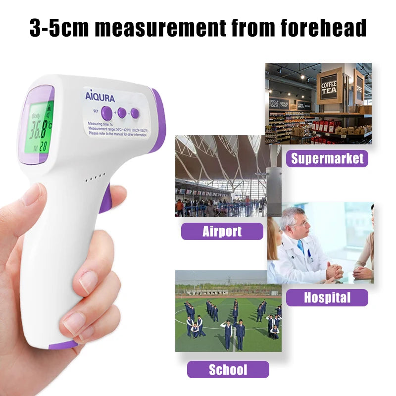 JUSTLANG Backlit Forehead Digital Thermometer Infrared Medical Thermometer Body Temperature Fever for Baby Adults