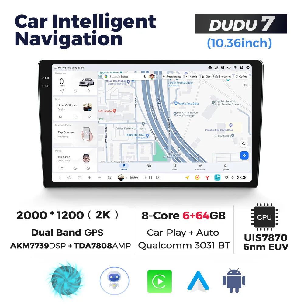 DUDUAUTO 9.5/10.36inch DUDU7 Android 13 Universal Carplay Multimedia Car Radio WIFI DSP TDA7708 12+512G Android-Auto Carplay