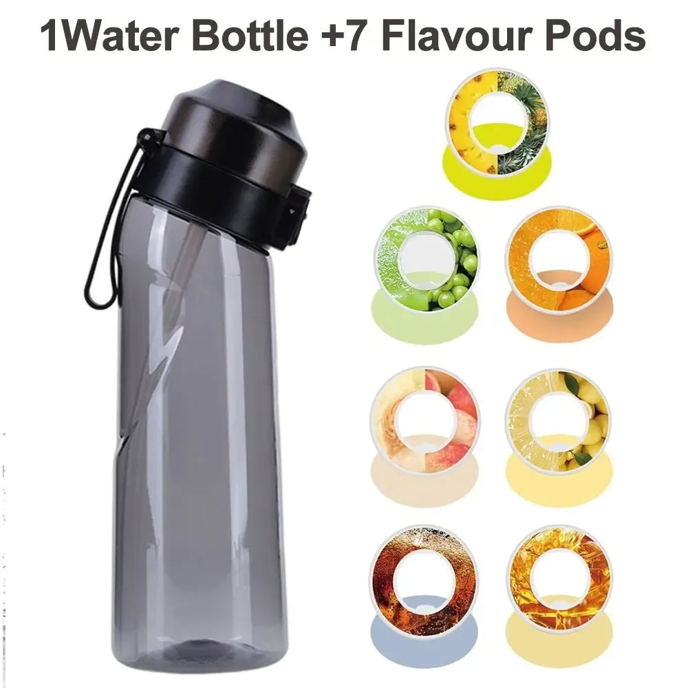 Flavored Water Bottle 650ml Sports Alr Up Drinking Bottle 7 Fruit Fragrance Pods Water Cup for Outdoor Camping Fitness Fashion