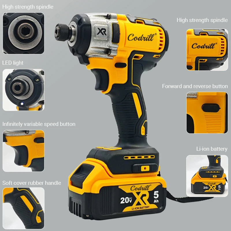For Dewalt 20V Battery PIN Electric Impact Driver Drill 3250RPM Speed Brushless Motor Electric Screwdriver 20V Power Tools