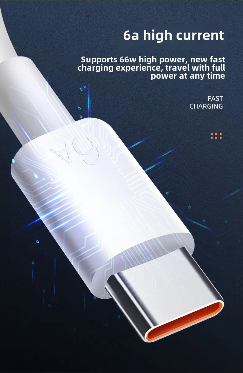 Suitable For Android Phone 6A Charging Cable,Universal 66W Data Cable,Type-C Super Fast Charging,Not Suitable For iPhone