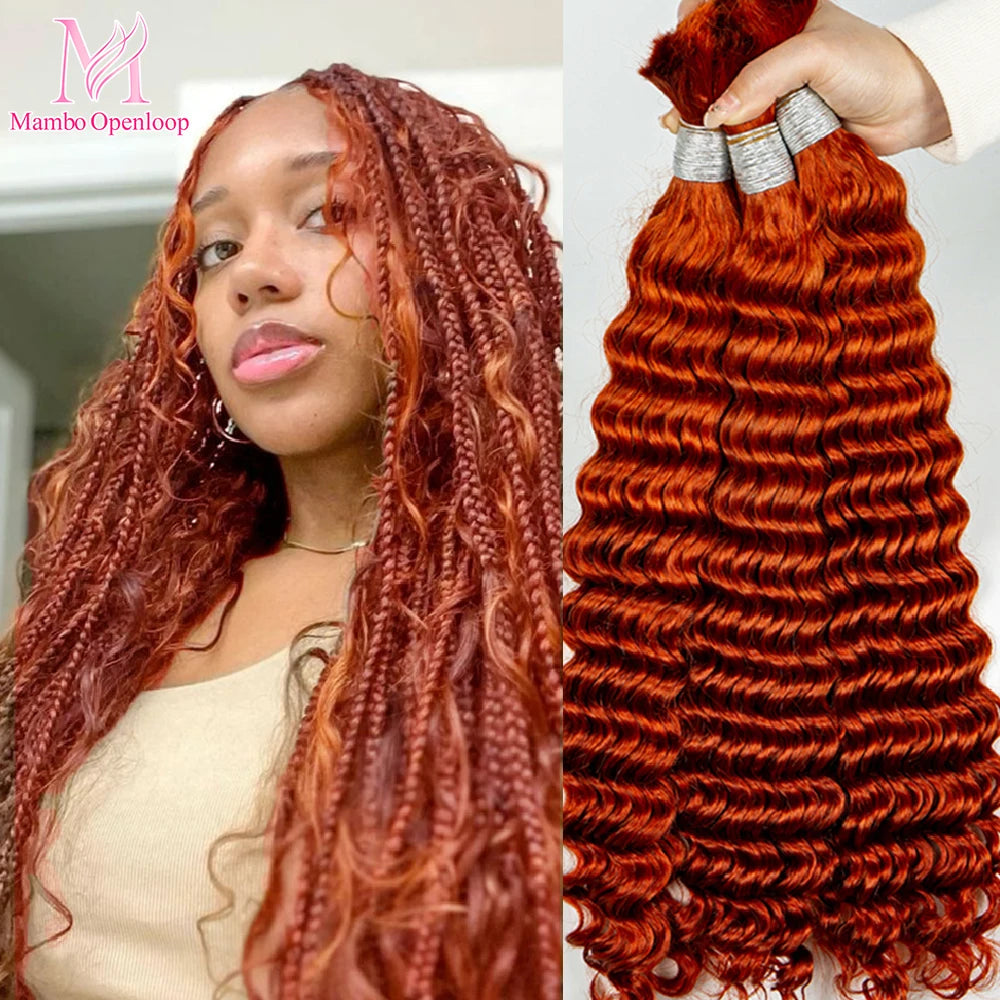 Boho Braids Human Hair Curly Bulk Hair For Braiding Burgundy No Weft Curly Hair Bundles Honey Blonde for Boho Braid Hair