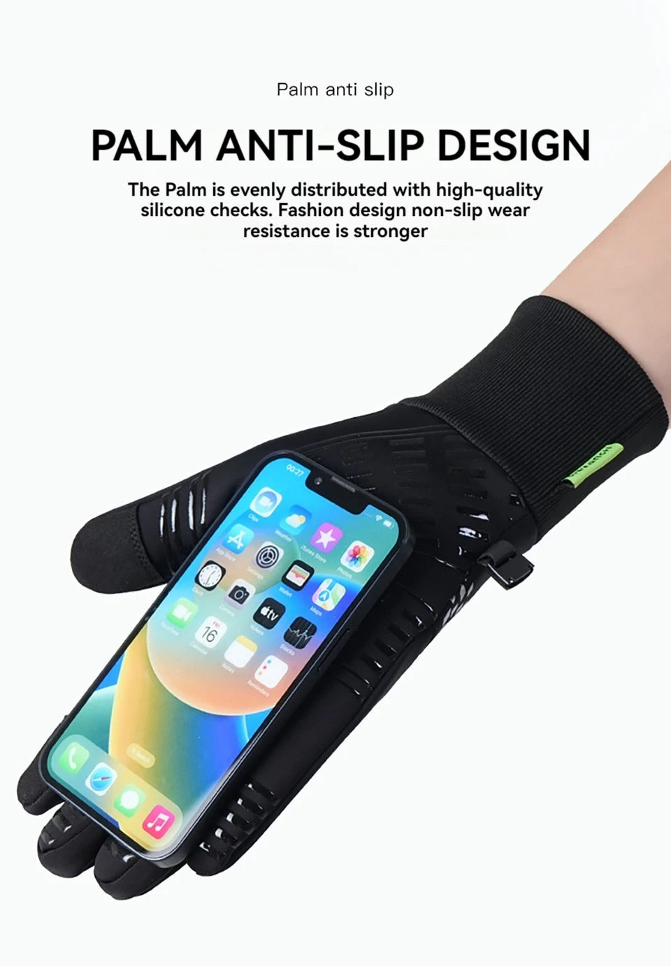 NOFOXO 1Pair Winter Thermal Bike Gloves Touch Screen Water Resistant Windproof Cycling Driving Hiking Skiing Running Men Women