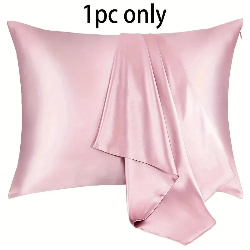 Satin Pillowcase 21 Momme 600 Thread Count for Hair and Skin , Hypoallergenic Breathable Both Sides satins with zipper
