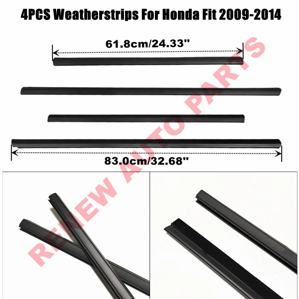 4PCS Door Belt Weather Strip Molding Seal Fit For Honda Fit Jazz 2008 2009 2010 2011 2012 2013