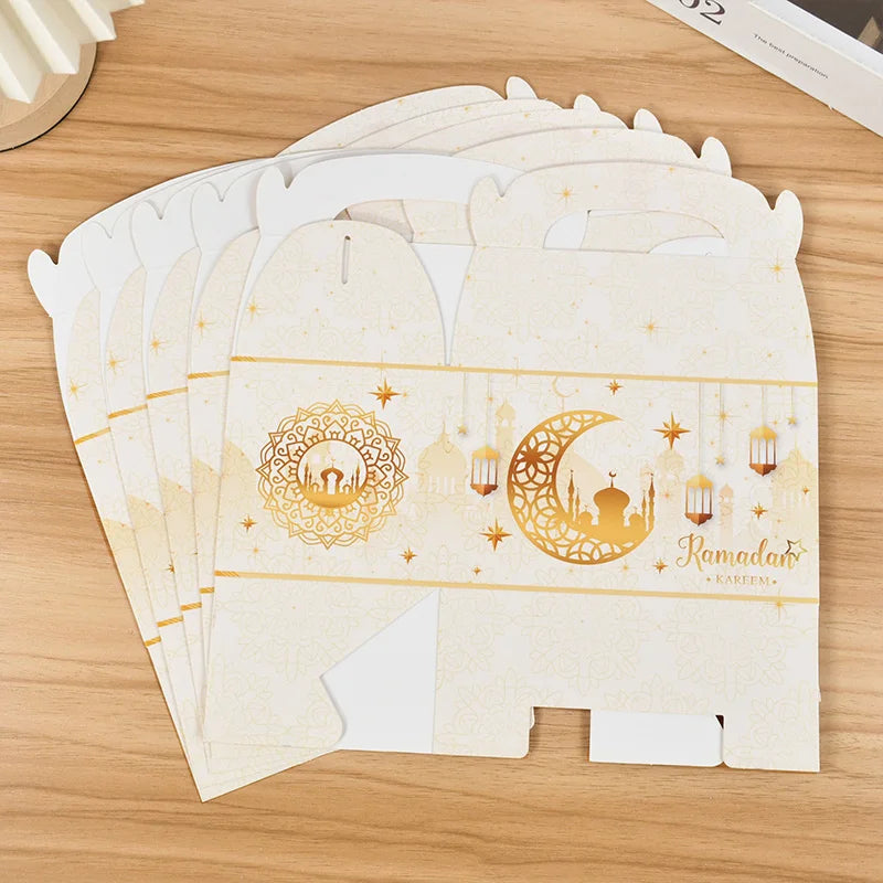4/20Pcs Ramadan Gift Box 2025 Islamic Muslim Party Biscuit Candy Snack Packaging Boxes Bags EID Mubarak Home Decoration Supplies