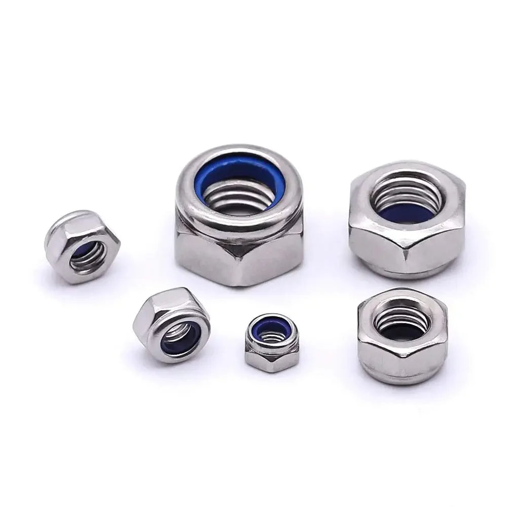 2-50pcs DIN985 M2 M2.5 M3 M4 M5 M6 M8 M10 M12 304 Stainless Steel Hex Nylon Self-locking Nuts Locknut Slip insert Lock Nut