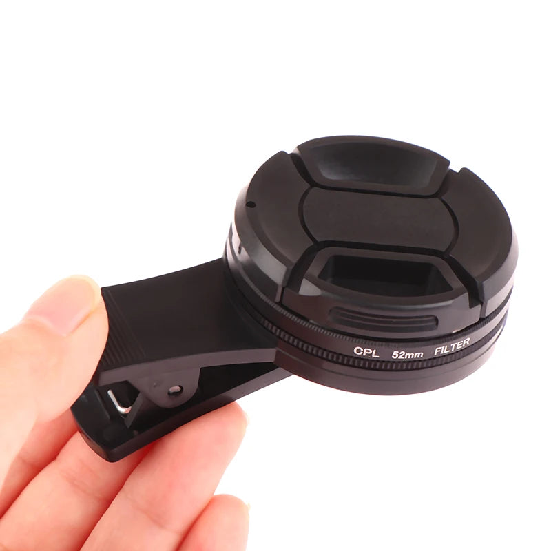 Clearance_Universal With Clip Portable Professional Phone Polarizer Wide Angle Lens 37/52MM CPL Filter Circular Camera Black Acc